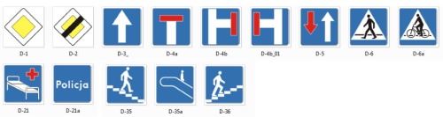 Znak informacyjny "D" 900x900 I gen. uchwyty w kpl.