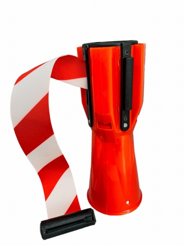 Taśma rozciągana 3 mb kaseta/nakładka na pachołek biało/czerwona