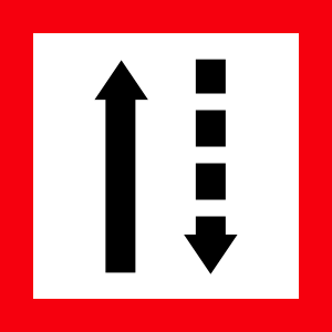 Znak żeglugowy B.3a nakaz trzymania się tej strony szlaku żeglownego, która leży z lewej burty