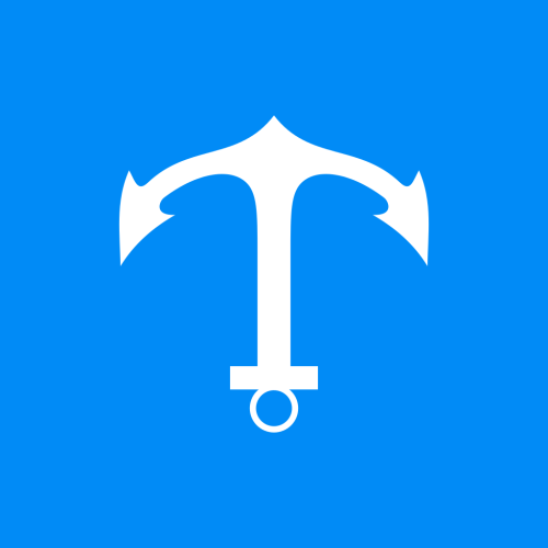 Znak żeglugowy E.6 zezwolenie na postój na kotwicy i wleczenie kotwicy, łańcucha lub liny