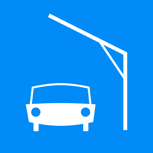 Znak żeglugowy E.7.1 miejsce postoju zarezerwowane dla załadunku i wyładunku samochodów,
(maksymalny dozwolony czas cumowania może być umieszczony na tablicy poniżej znaku).