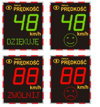 Radarowy wyświetlacz prędkości DP1 + zasilanie buforowe 230V-12V