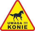 Znak ostrzegawczy Uwaga konie odblaskowy  + 2 uchwyty w kpl.