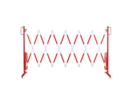 Bariera rozciągana 4000 mm czerwono-biała BEZ KÓŁEK, WOLNOSTOJĄCA