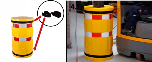 Odbojnica z polietylenu Ø 620 mm ochrona kolumn i słupów 160x160mm