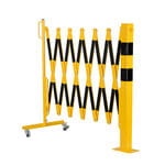 Barierą rozciągana harmonijkowa +słupek stalowy 70x70mm długość 4000 mm żółto - czarna
