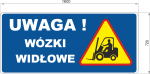 Tablica ostrzegawcza uwaga wózki widłowe 1600x720 mm odblaskowa