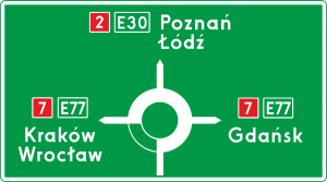 Znak kierunku i miejscowości E-1 WZÓR