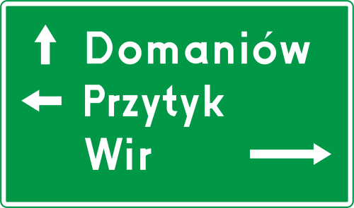 Znak kierunku i miejscowości E-2a