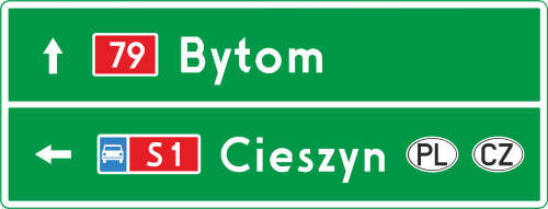 Znak kierunku i miejscowości E-2a   WZÓR