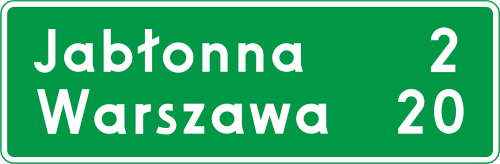 Znak kierunku i miejscowości E-13, WZÓR
