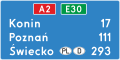 Znak kierunku i miejscowości E-14a