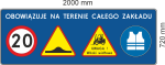 Tablica ostrzegawcza obowiązuje na ternie całego zakładu 2000x720 mm odblaskowa 