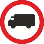 B-5  zakaz wjazdu samochodów ciężarowych  fi 600 mm 1 typ + 2 uchwyty w kpl.