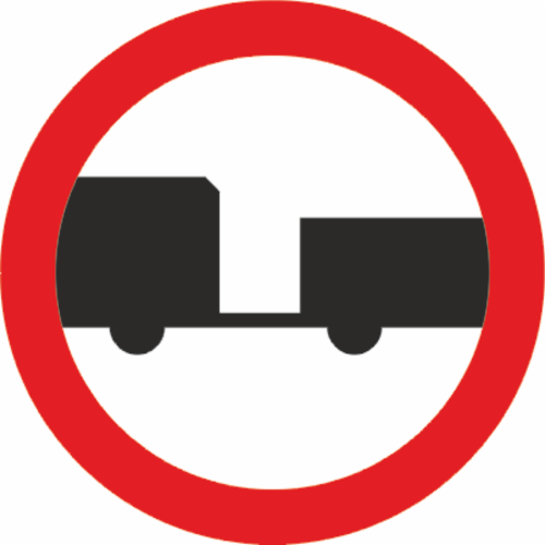 znak drogowy -7 zakaz wjazdu pojazdów silnikowych z przyczepami fi 600 mały