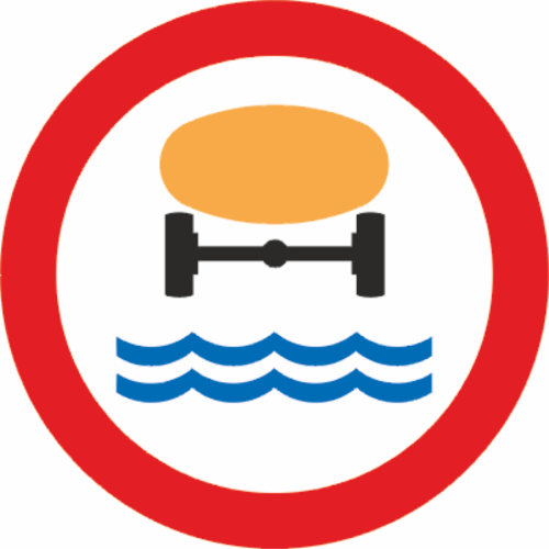 znak drogowy B-14 zakaz wjazdu pojazdów z materiałami, które mogą skazić wodę