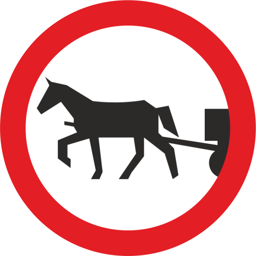 znak drogowy B-8 zakaz wjazdu pojazdów zaprzęgowych