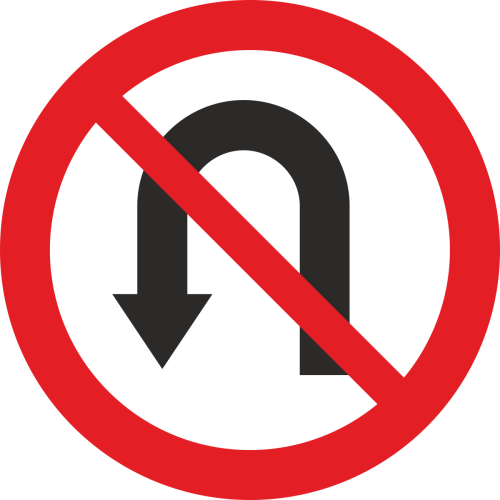 znak drogowy B-23 zakaz zawracania