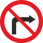 B-22 zakaz skręcania w prawo  fi 600 mm 1 typ + 2 uchwyty w kpl.