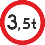 B-18 zakaz wjazdu pojazdów o rzeczywistej masie całkowitej ponad ... t  fi 600 mm 1 typ + 2 uchwyty w kpl.