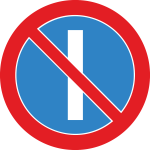 B-37 zakaz postoju w dni nieparzyste  fi 600 mm 1 typ + 2 uchwyty w kpl.