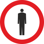 B-41 zakaz ruchu pieszych  fi 600 mm 1 typ + 2 uchwyty w kpl.