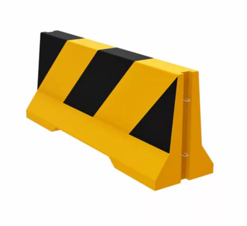 Bariera betonowa U-14b dwustronna C30/37 - malowana w pasy żółto-czarne