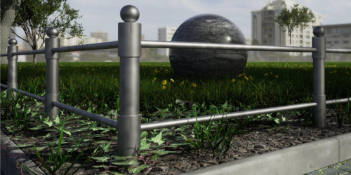 Słupek trawnikowy H-600 stalowy do podwójnej poprzeczki warszawski