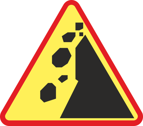 A-25 spadające odłamki 750 mm 1 typ znak drogowy mały