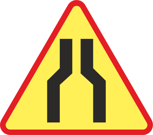 znak drogowy  A-12a zwężenie jezdni - dwustronne 900 mm 1 typ