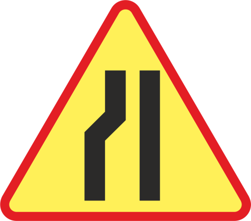 znak drogowy A-12c zwężenie jezdni - lewostronne 900 mm 1 typ