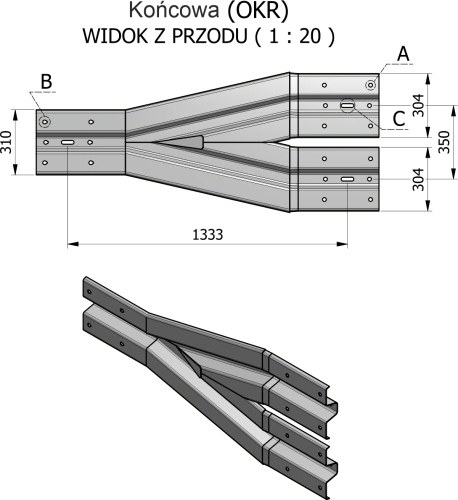 Prowadnica 2 na 1 końcowa grupy SP na dojazdach do obiektów sklep drogowy sklepdrogowy.pl