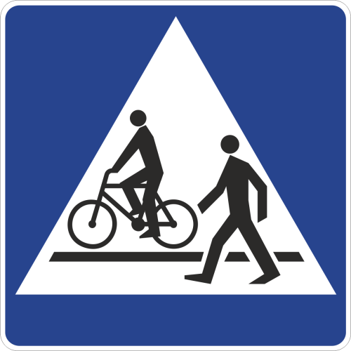 D-6b mały, średni 600x600 mm 2 typ + 2 uchwyty w kpl. Przejście dla pieszych i przejazd dla rowerzystów znak drogowy