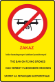 Znak zakaz używania dronów / zakaz lotów bezzałogowymi statkami powietrznym sklep dogowy