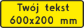 Tabliczka pod znak drogowy z twoim tekstem 600 x 200 mm z żółtym tłem