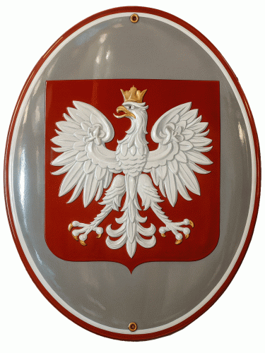 Tablica emaliowana z Godłem Rzeczypospolitej Polskiej 48x60 sklepdrogowy.pl