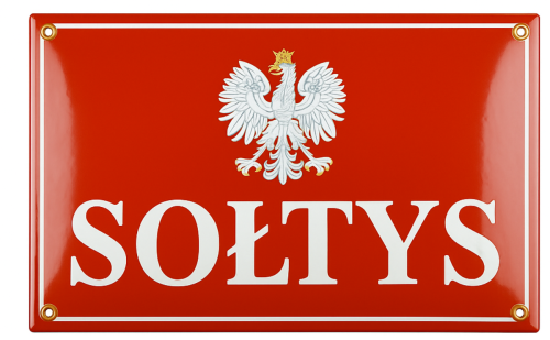 Tablica emaliowana urzędowa SOŁTYS z godłem 30x20 cm zestaw 5 szt.