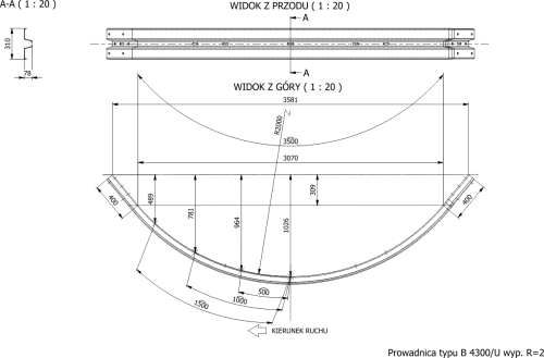 Prowadnica typu B łukowa R-2 L-4300 mm sklepdrogowy.pl