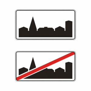 Zestaw znaków D-42 i D-43 o wymiarze 1200x600 mm z licem 1 typu