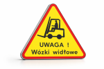 Znak ostrzegawczy Uwaga wózek widłowy odblaskowy 2 uchwyty w kpl.