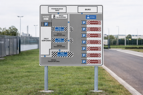 Tablica informacyjna na teren firmy 200x2000 mm w technologii znaków drogowych