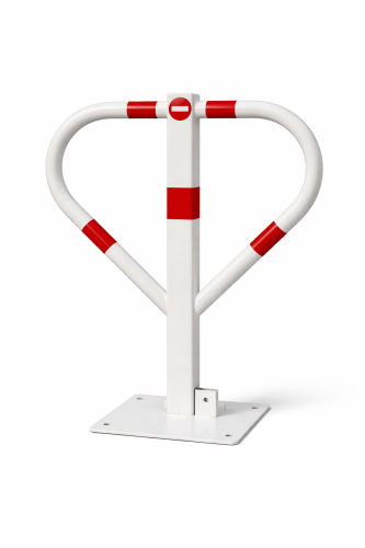 Blokada miejsca parkingowego typ Motyl biały na kłódkę ocynk + lakier