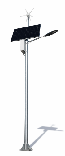 Latarnia solarna LED z panelem fotowoltaicznym i turbiną wiatrową – oświetlenie uliczne off-grid
