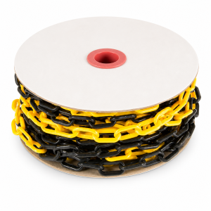 Łańcuch plastikowy żółto czarny gr. 6mm  SZPULA kartonowa 25 mb 