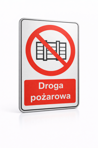 Znak drogowy droga pożarowa z uchwytami w kpl w  technologii znaków drogowych