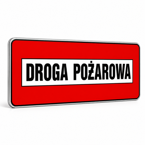 Znak droga pożarowa odblaskowy 600x250 mm w  technologii znaków drogowych