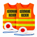 Zestaw do kierowania ruchem – 2 narzutki „KIEROWANIE RUCHEM” + 2 lizaki policyjne odblaskowe