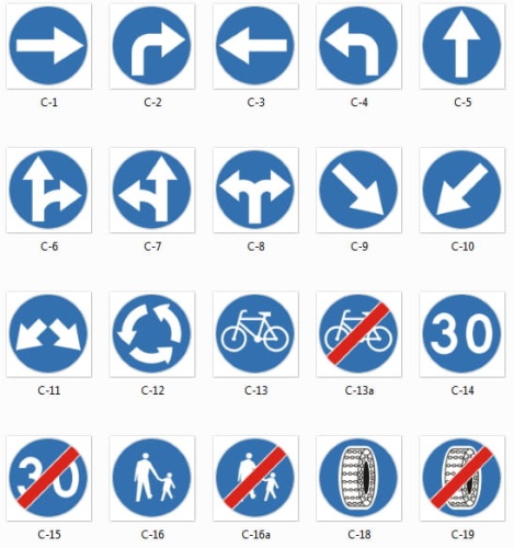 Znak nakazu "C" 400 I typ z uchwytami w kpl.