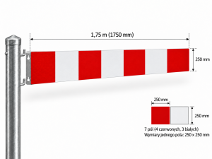 Zapora drogowa U-20a 1,75x0,25 mm  1 TYP System R – do słupków Ø60,3 mm z hakami