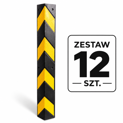 Odbój narożny gumowy 800 × 100 × 8 mm – zestaw 12 sztuk